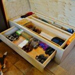 Daybed storage areas