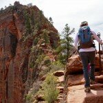 Narrow Path with Chains 1500 foot drop on either side